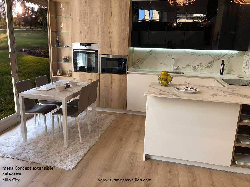 Mesa concept encimera calacatta