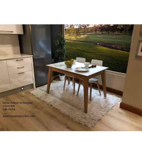 Mesa extensible Adana, encimera estratificado canto madera