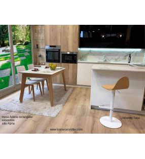 Mesa extensible Adana, encimera estratificado canto madera