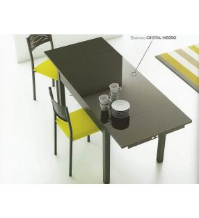 Mesa extensible Claudia con cajón encimera cristal