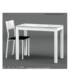 Mesa estrecha Andria 90x50 cm en cristal o porcelanico