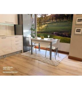 Mesa extensible Claudia con cajón encimera cristal