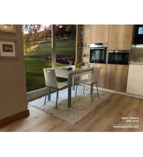 Mesa extensible Claudia con cajón encimera cristal