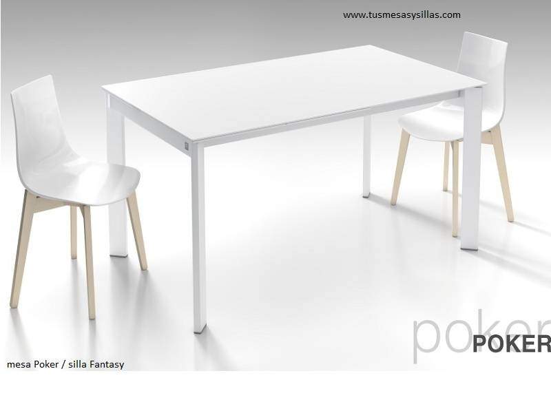 mesa extensible Poker encimera de cristal