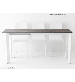mesa extensible Poker encimera de cristal
