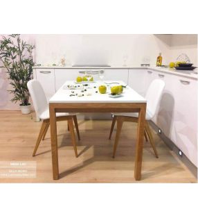 Mesa Lauri fija, encimera en laminado, madera y laca