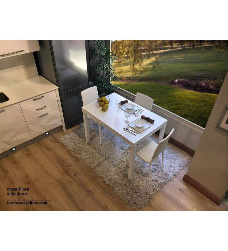 Mesa de cocina barata ➡️ con 2 extensiones en 100x60, 110x70, 120x80 cm.