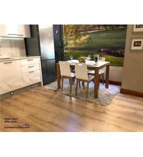 Mesa Lauri fija, encimera en laminado, madera y laca