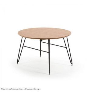 Mesa redonda extensible en roble vintage