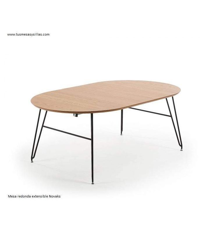 Mesa redonda extensible en roble vintage