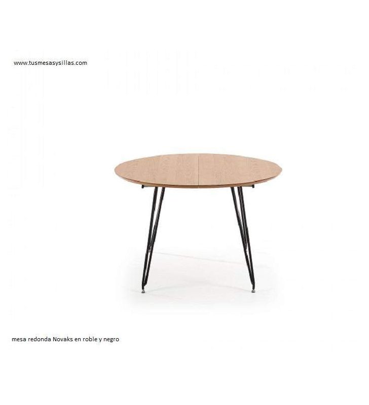 Mesa redonda extensible en roble vintage