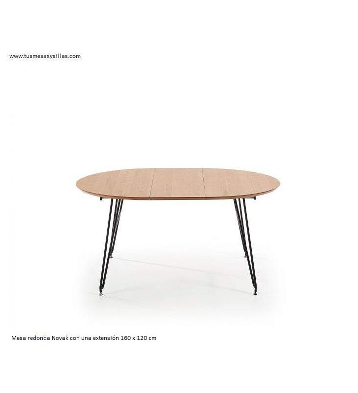 Mesa redonda extensible en roble vintage