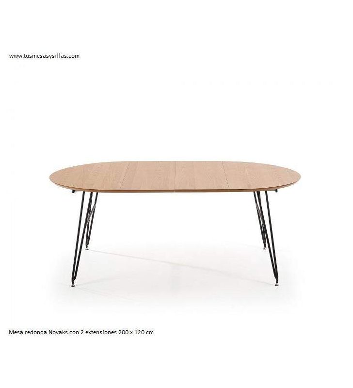 Mesa redonda extensible en roble vintage
