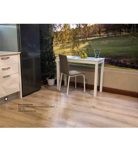 Table petite et étroite pour cuisine Livia fond 45 et 50 cm plan de travail en verre