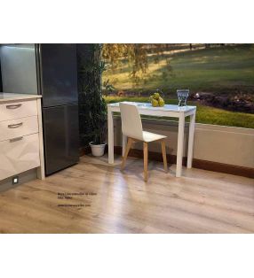 Table petite et étroite pour cuisine Livia fond 45 et 50 cm plan de travail en verre