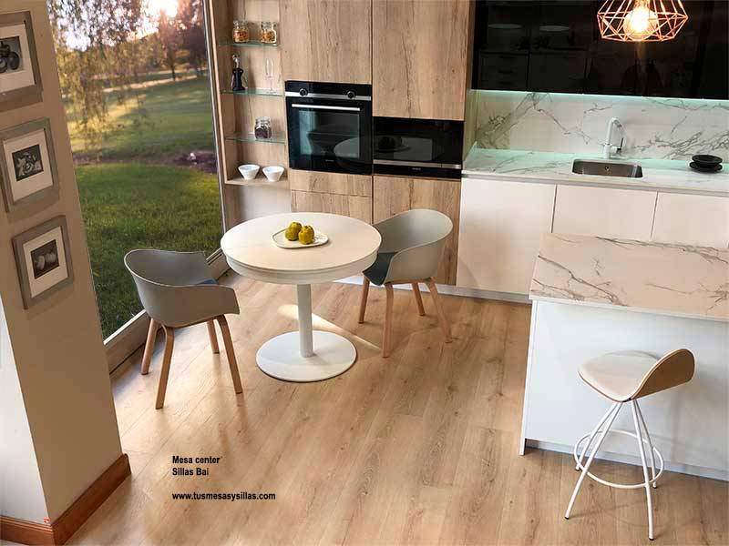 Mesa redonda extensible Center con encimera Ceramica