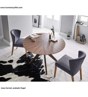 Mesa redonda clasica en Roble o Nogal Carmel