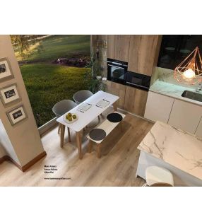 Mesa extensible Adana, encimera estratificado canto madera