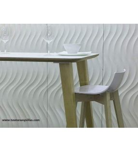 Mesa alta, Adana con canto madera de estilo nórdico