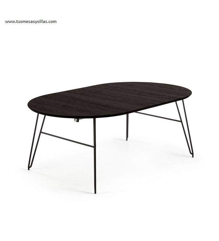 Mesa de cocina redonda extensible Evora MDF roble 90-120 cm -  www.