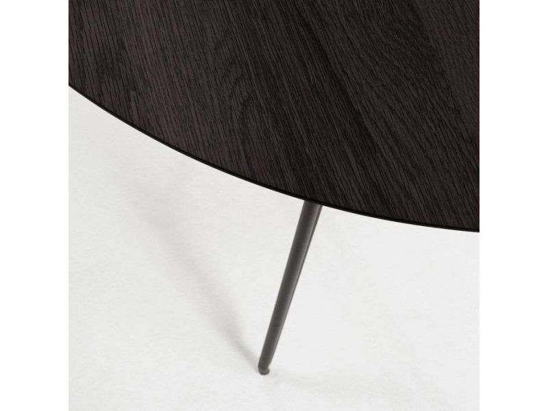 Mesa redonda extensible Milano roble acero negro 120-200 cm 
