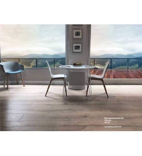 Mesa comedor o cocina redonda extensible y con patas metálicas de horquilla