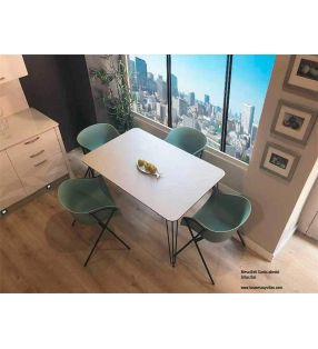 Table fixe Beti avec pieds en métal de style nordique