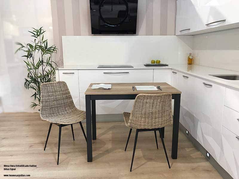 Mesa alta o barra de cocina o salon extensible moderna Flora