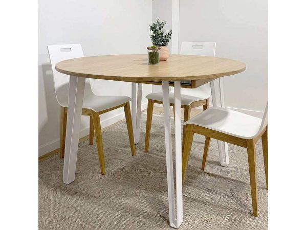 Libe, mesa de diseño moderno con patas metálicas, redonda, cuadrada