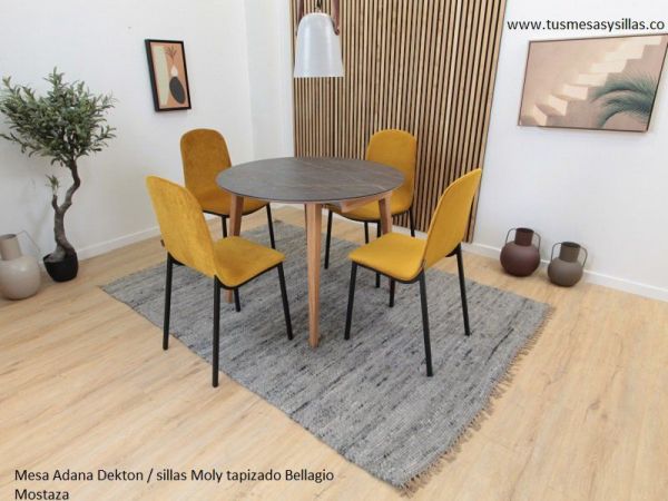 tables rondes fixes et extensibles pour cuisine et salle à manger, plan de travail en bois, pieds métaliques