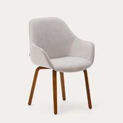 Asiento Chenill Beige y patas color Nogal