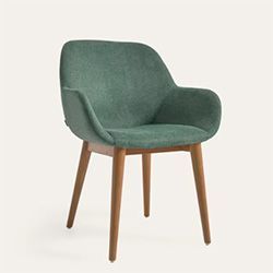 Revêtement vert et pieds en bois foncé