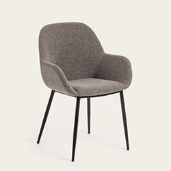 Revêtement gris clair et pieds en acier noir