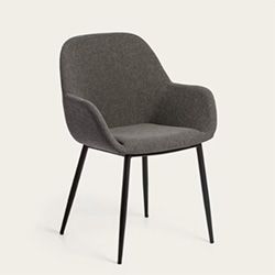 Revêtement gris foncé et pieds en acier noir