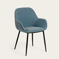 Revêtement bleu clair et pieds en acier noir