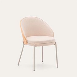 Chenille beige, placage frêne avec finition naturelle et métal beige