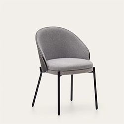 Placage en frêne chenille gris clair avec finition noire et métal noir