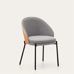 Placage en frêne chenille gris clair avec finition naturelle et métal noir