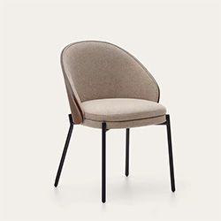Placage en frêne chenille marron clair avec finition wengé et métal noir