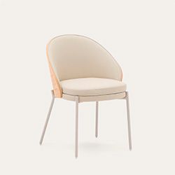 Similicuir beige, placage de frêne finition naturelle et métal beige