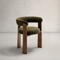 Chenilla verde y madera maciza fresno acabado nogal