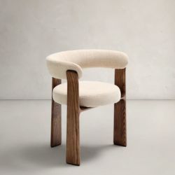 Chenilla beige y madera maciza fresno acabado nogal 