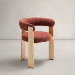 Chenilla terracota y madera maciza fresno acabado tono natural