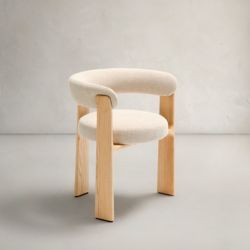 Chenilla beige y madera maciza fresno acabado tono natural