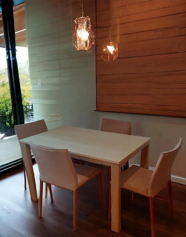 Table en verre et bois avec rallonge design VELIA NOUVOMEUBLE